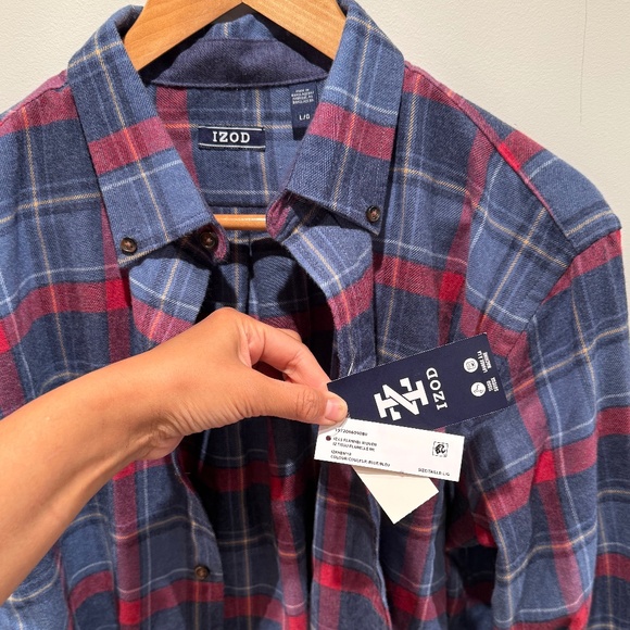 Men's Izod flannel button down shirt, size L - Picture 4 of 7